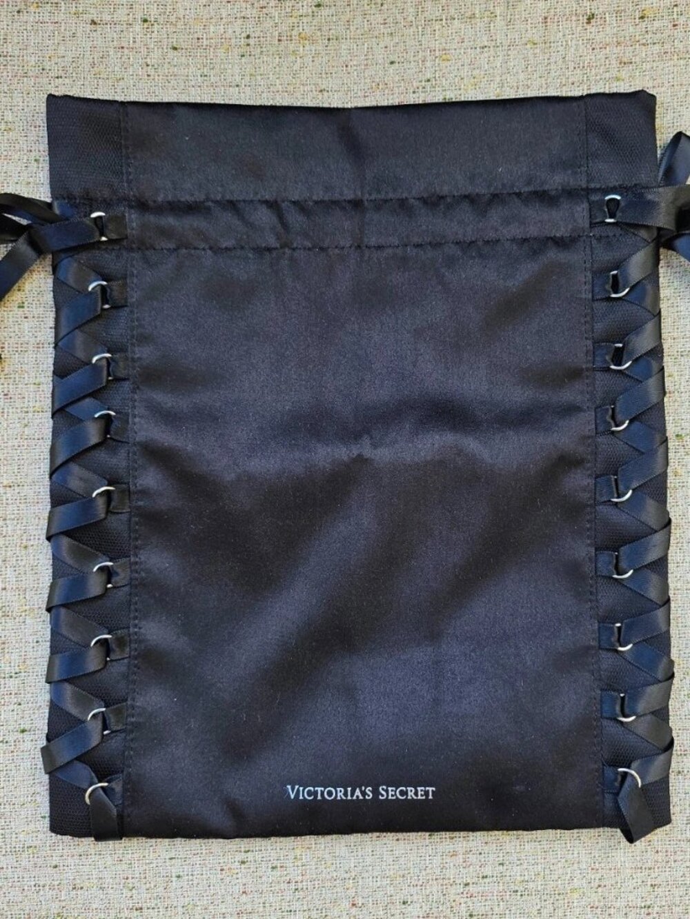 Victoria Secret Dust Bag Draw String Storage Bag Black Satin Dustbag
